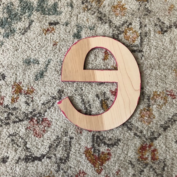 Hot Pink Maple Wood Decorative Monogram Initial Letter “e” - Picture 2 of 3